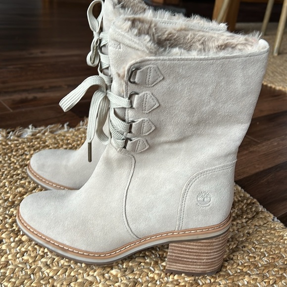 Timberland Women’s Like New Sz 7 Sienna High Waterproof Mid Boot Gray Suede - Picture 3 of 12